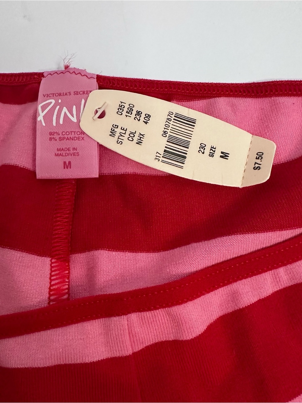 Y2K Victoria’s Secret PINK BoyShorts NWT Size M Red Pink Striped Rare - Picture 3 of 12